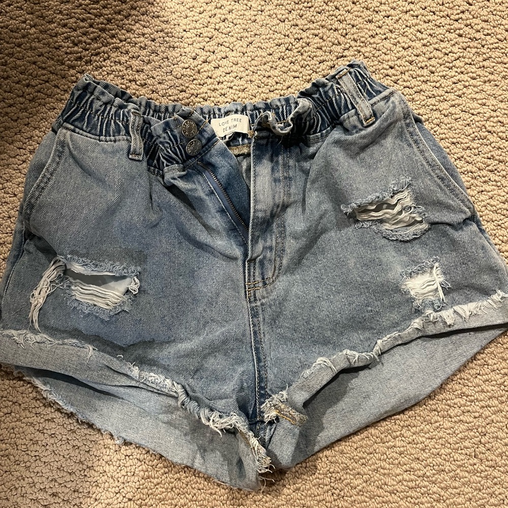 Love Tree Distressed Blue Jean Shorts with Cuffed Hems